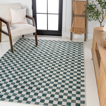 Aimee Traditional Cottage Checkerboard Indoor/Outdoor Area Rug